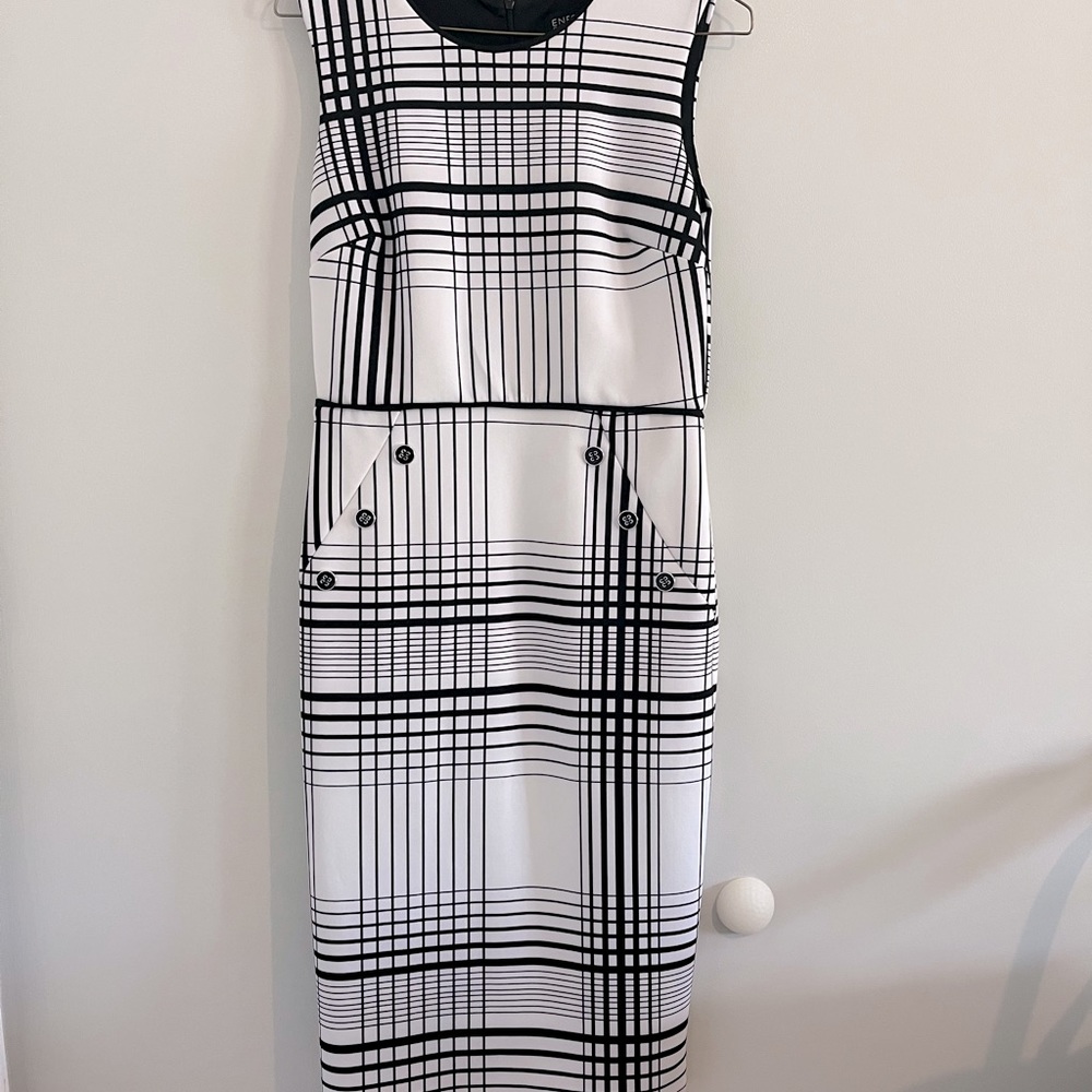 Black and white plaid dress with button detail
